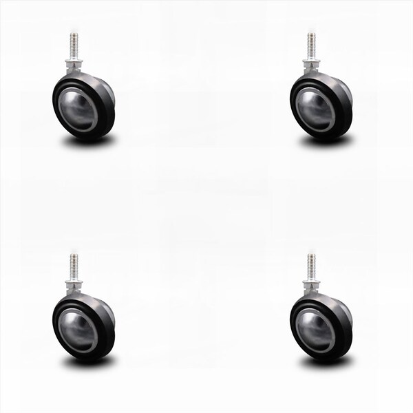 2.25 Inch Bright Chrome Soft Tread Ball Caster -5/16 Inch Threaded Stem, 4PK